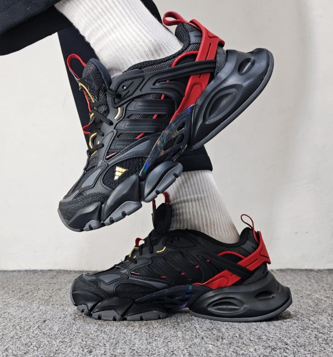 Men’s Chunky Sports Sneakers | Black-Red Streetwear Style | Premium Quality at Low Price – thethings