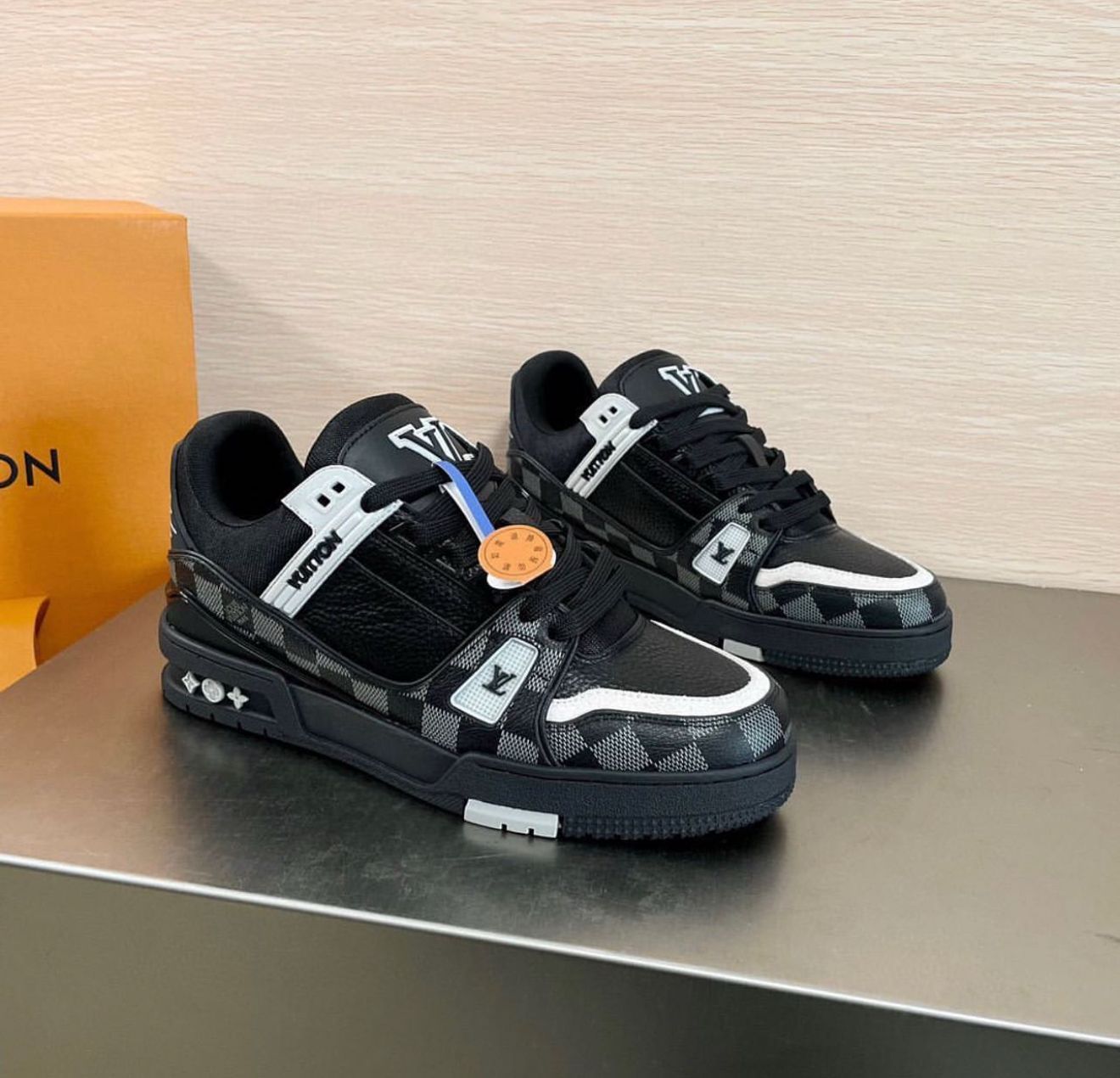 Inspired Black Check Sneakers – Premium First Copy for Men