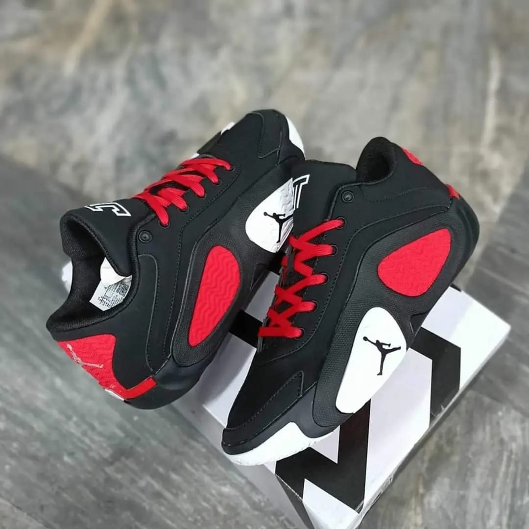 Premium Black & Red Jordan-Inspired Sneakers Stylish Comfort for Everyday Wear