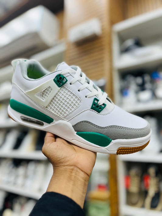 White & Green Premium Men’s Sneakers – Classic Streetwear with Air Sole Comfort